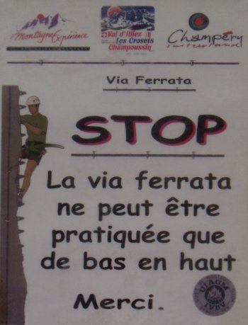 Segnaletica sulla sicurezza della ferrata (25841 bytes)